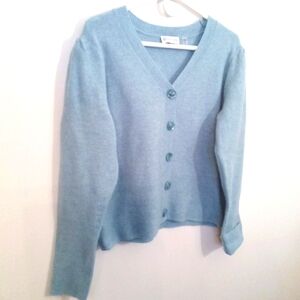 Point Zero Women's Light Blue Long Sleeve V-Neckline Button Up Cardigan Large